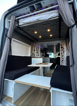 Dining View of Big Bear's Customized Vans